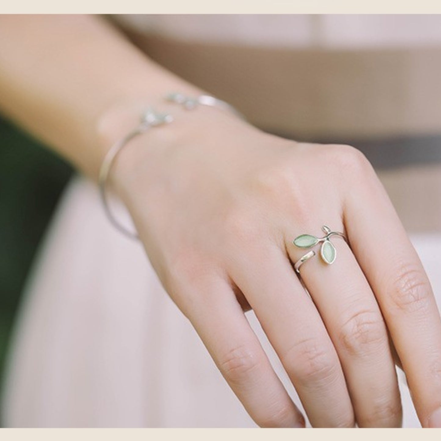 Green Leaf Bud Rings