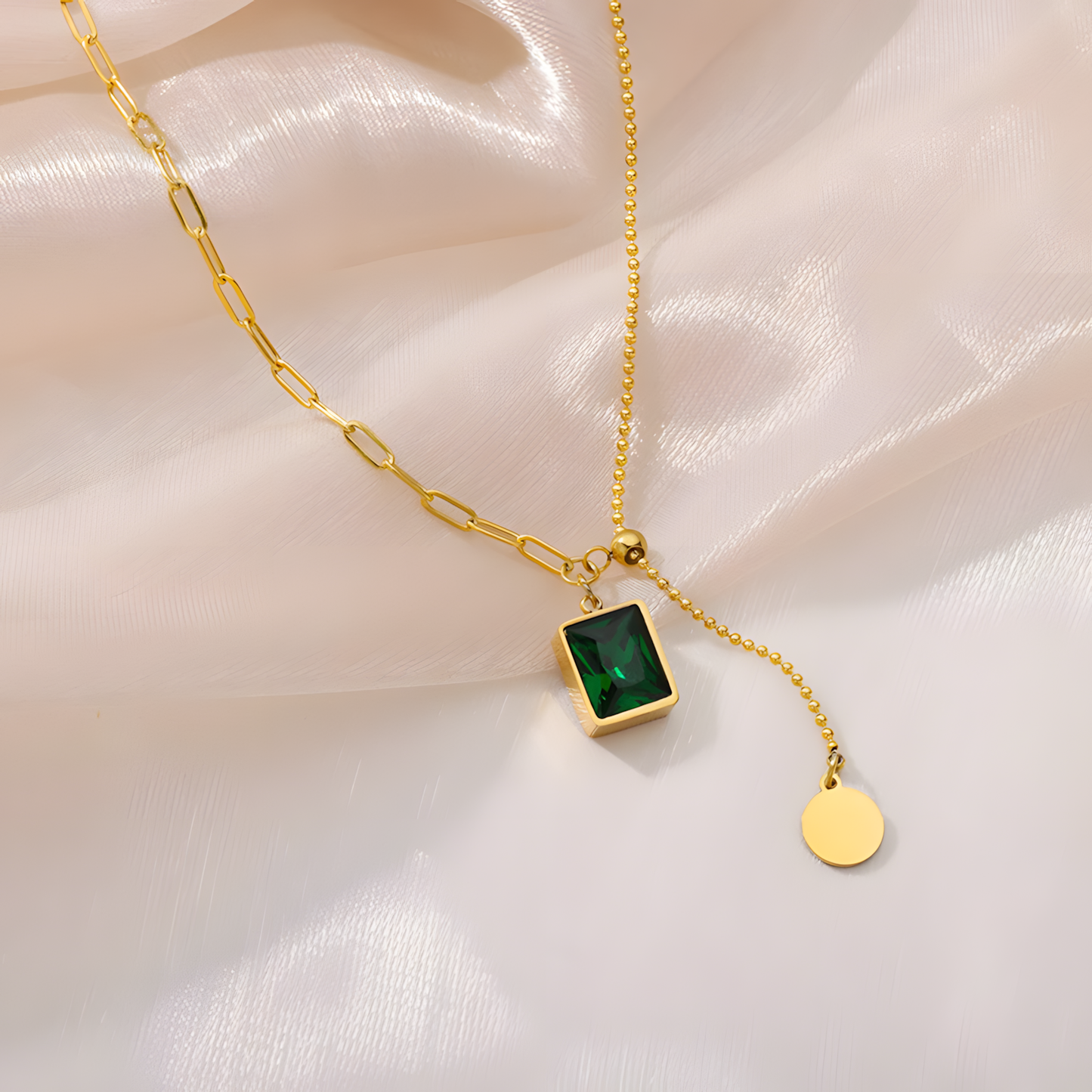 Emerald Accent Necklace & Bracelet Set