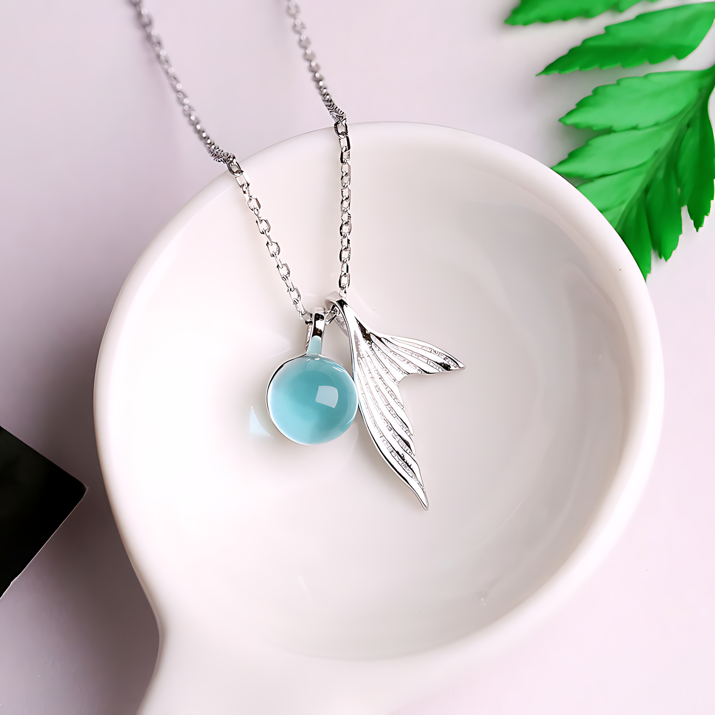 Ocean Stone Mermaid Tail Necklace