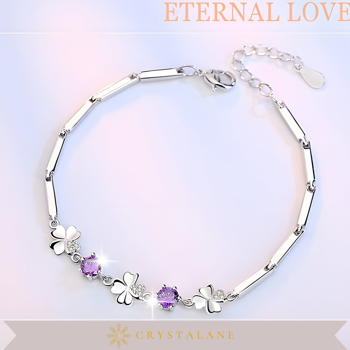Purple-Stone Clover Bracelet