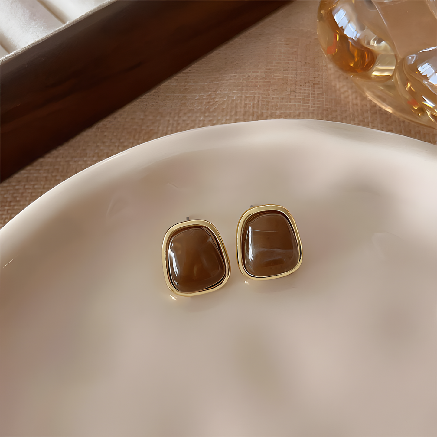 Amber Shine Gold Studs