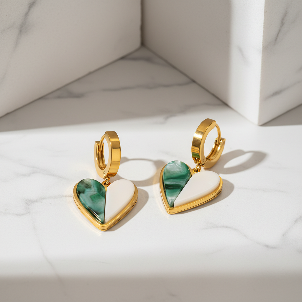 Golden Love Heart Hoops
