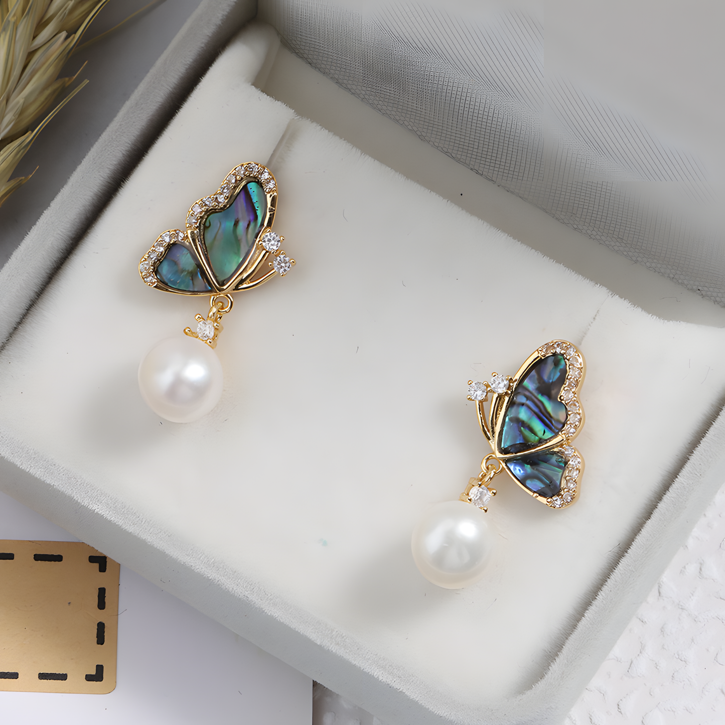 Butterfly Pearl Drop Earrings