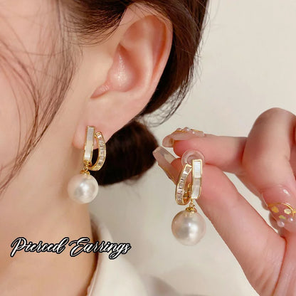 Aura Enamel & Pearl Hoops