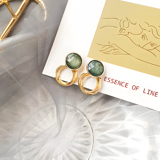 Green Aura Loop Earrings
