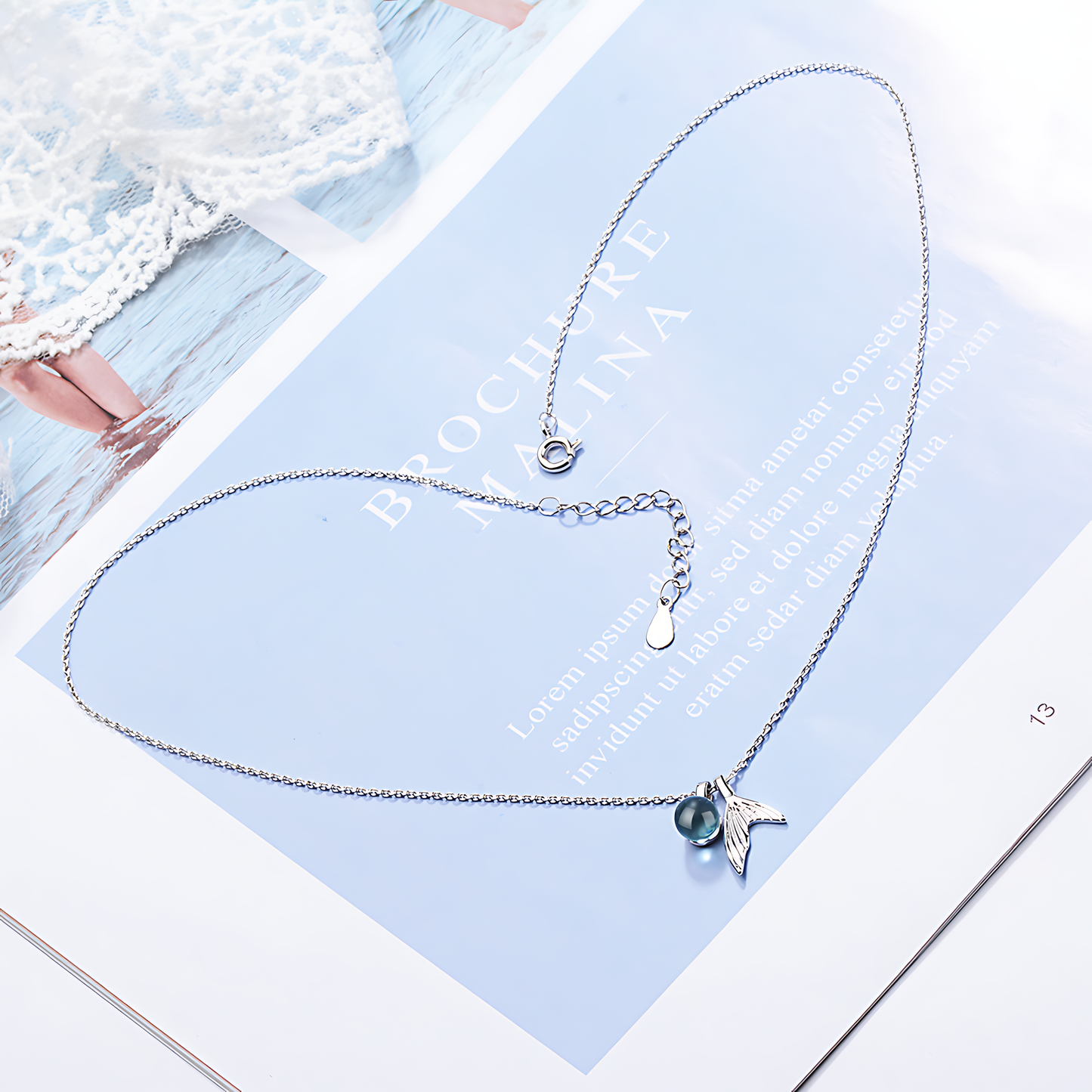 Ocean Stone Mermaid Tail Necklace