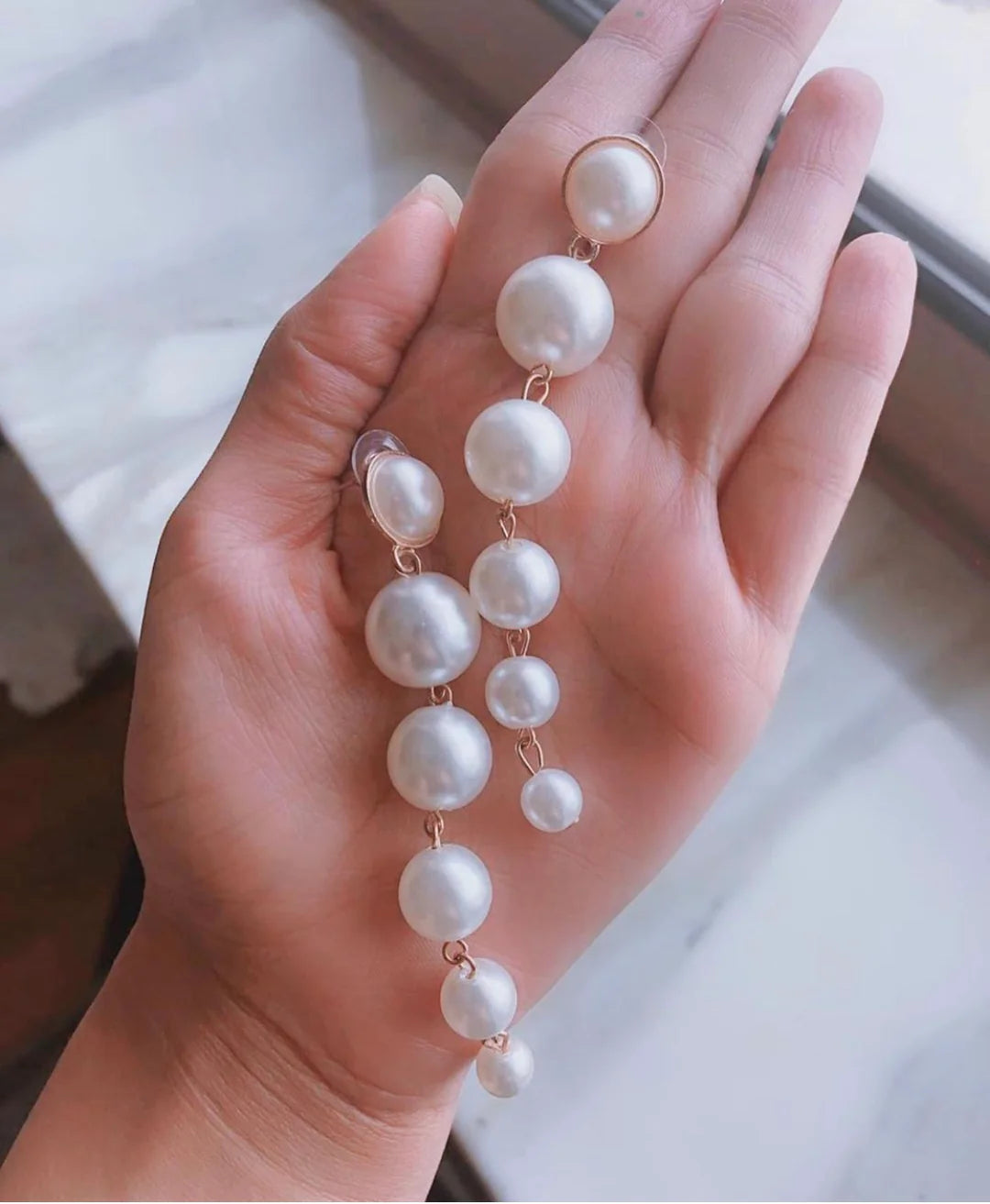 Faux Pearl Statement Earrings