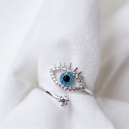 Silver Sparkle Evil Eye Ring