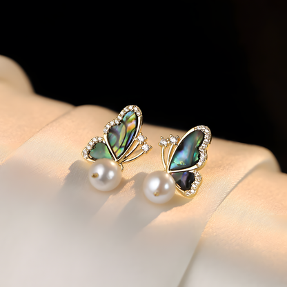 Butterfly Pearl Drop Jewelry Set