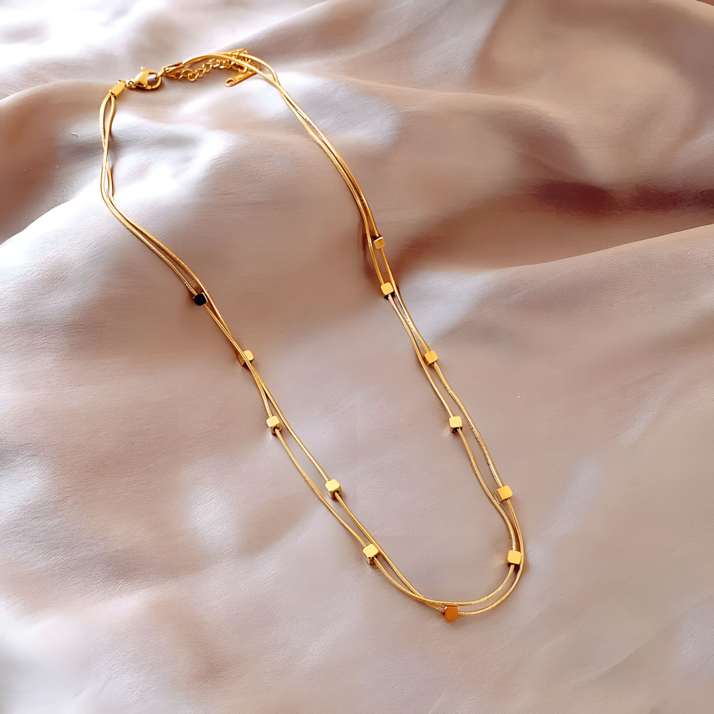 Luxe Square Bead Layered Necklace