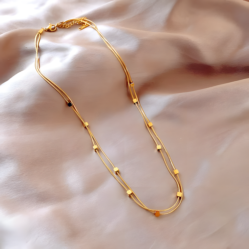 Luxe Square Bead Layered Necklace