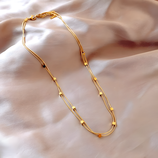 Luxe Square Bead Layered Necklace