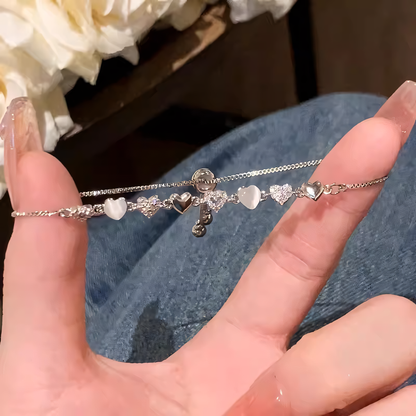 Moon-stone Heart Bracelet