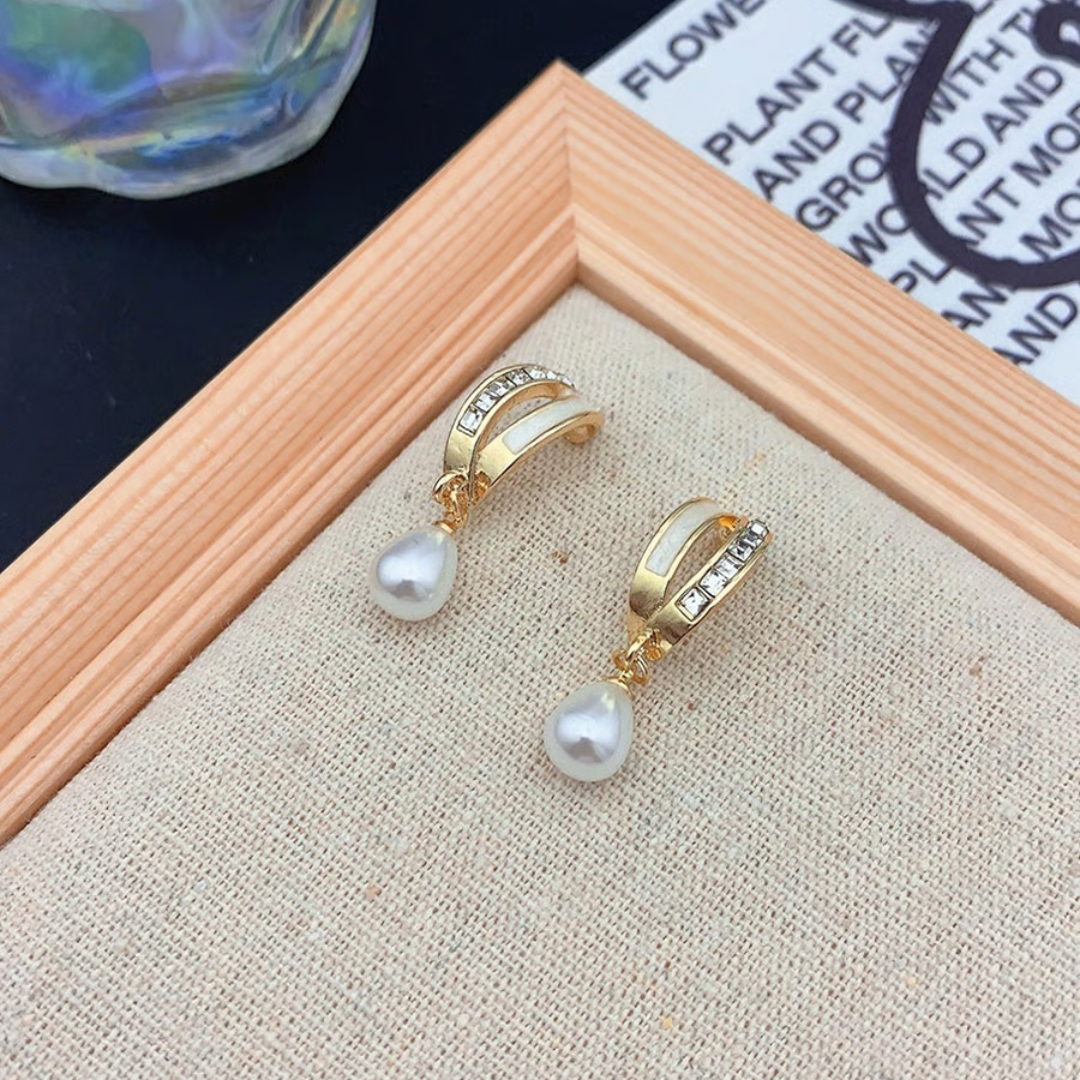 Aura Enamel & Pearl Hoops