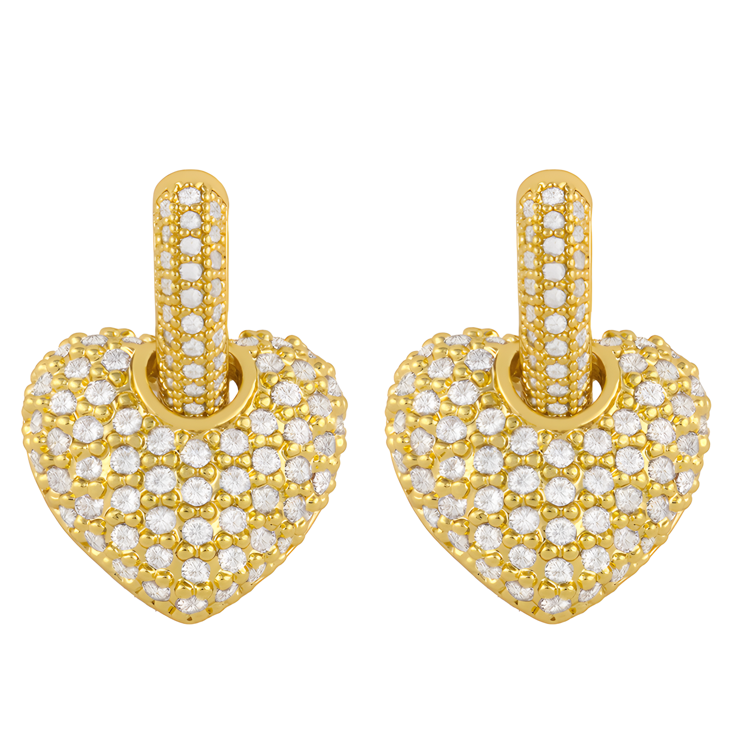 Luxe Crystal Gold Heart Hoops