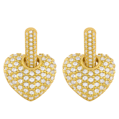Luxe Crystal Gold Heart Hoops
