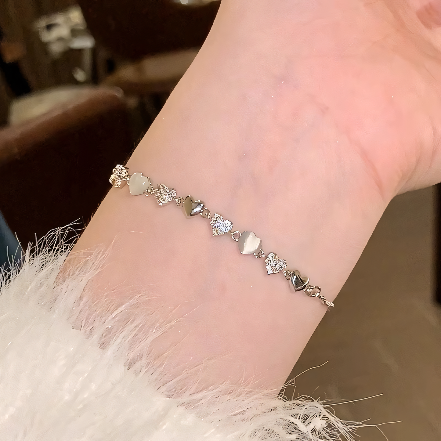 Moon-stone Heart Bracelet