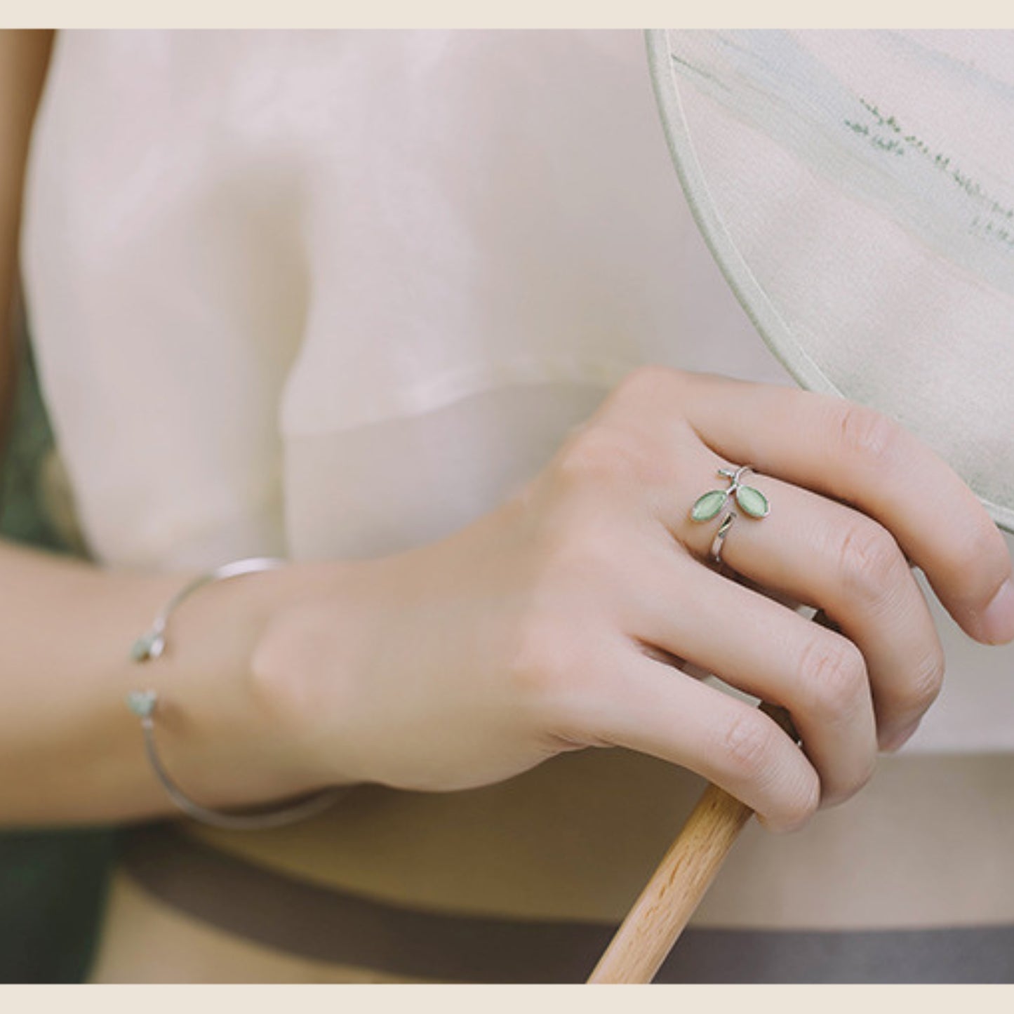 Green Leaf Bud Rings