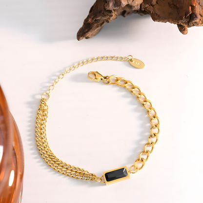 Black Onyx Noir Bar Gold Bracelet