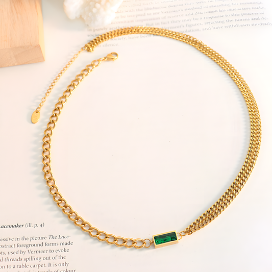 Emerald Green Bar Gold Bracelet