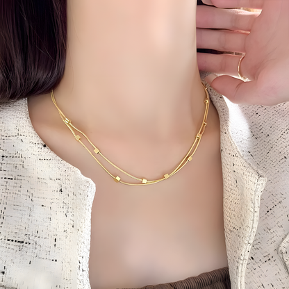 Luxe Square Bead Layered Necklace