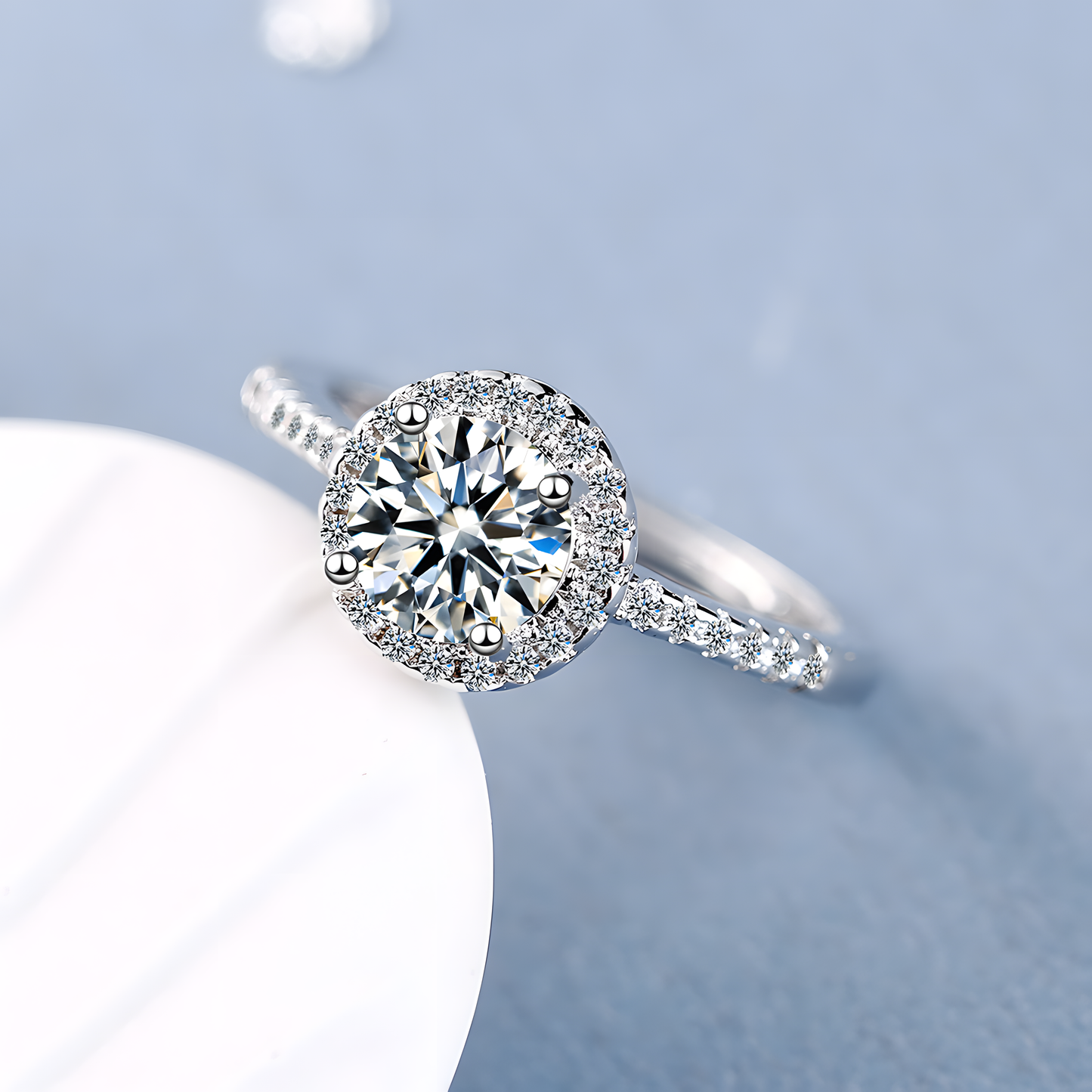 Crystal Halo Solitaire Ring