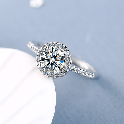 Crystal Halo Solitaire Ring
