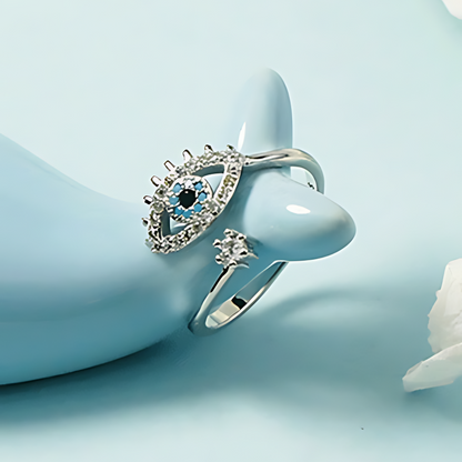 Silver Sparkle Evil Eye Ring