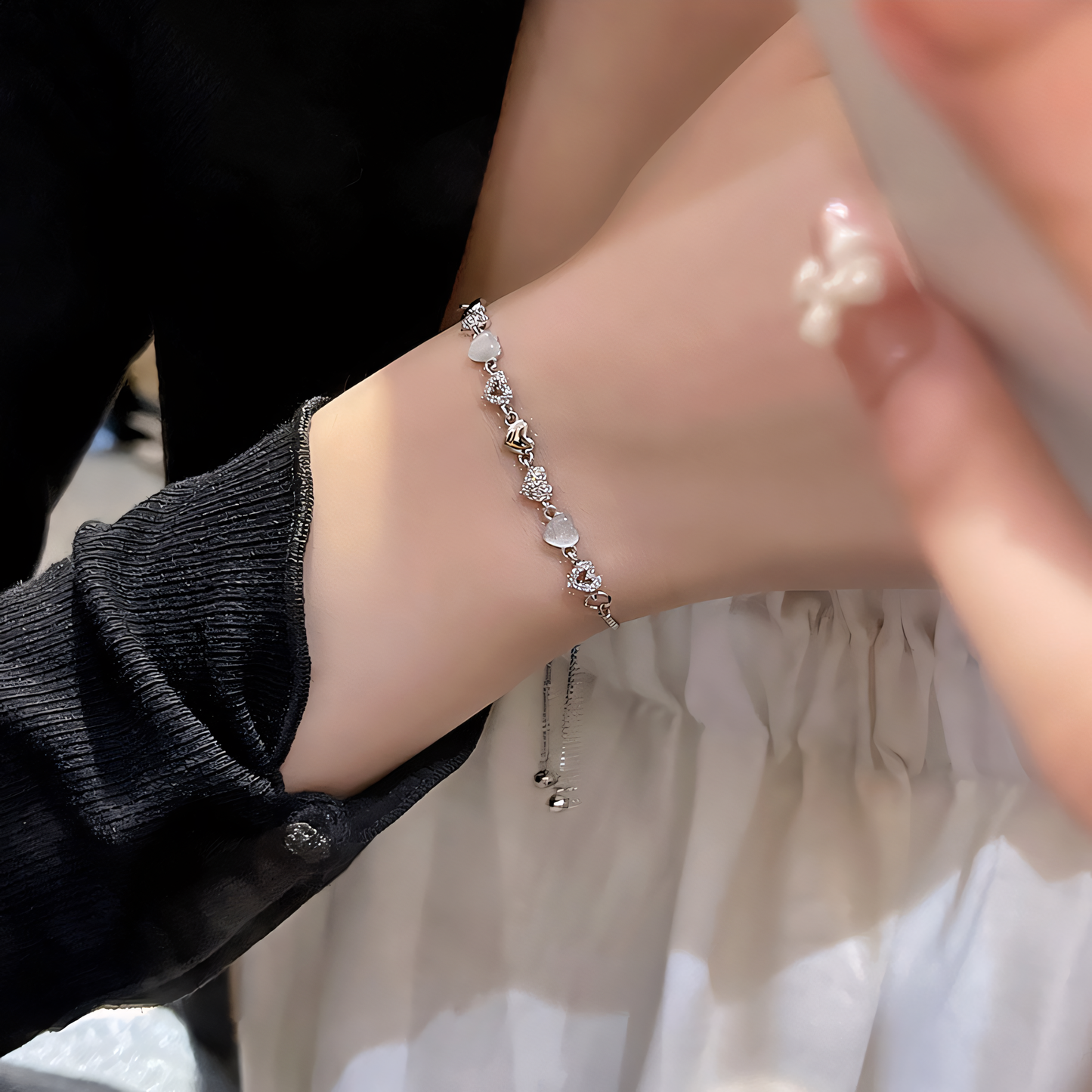 Moon-stone Heart Bracelet