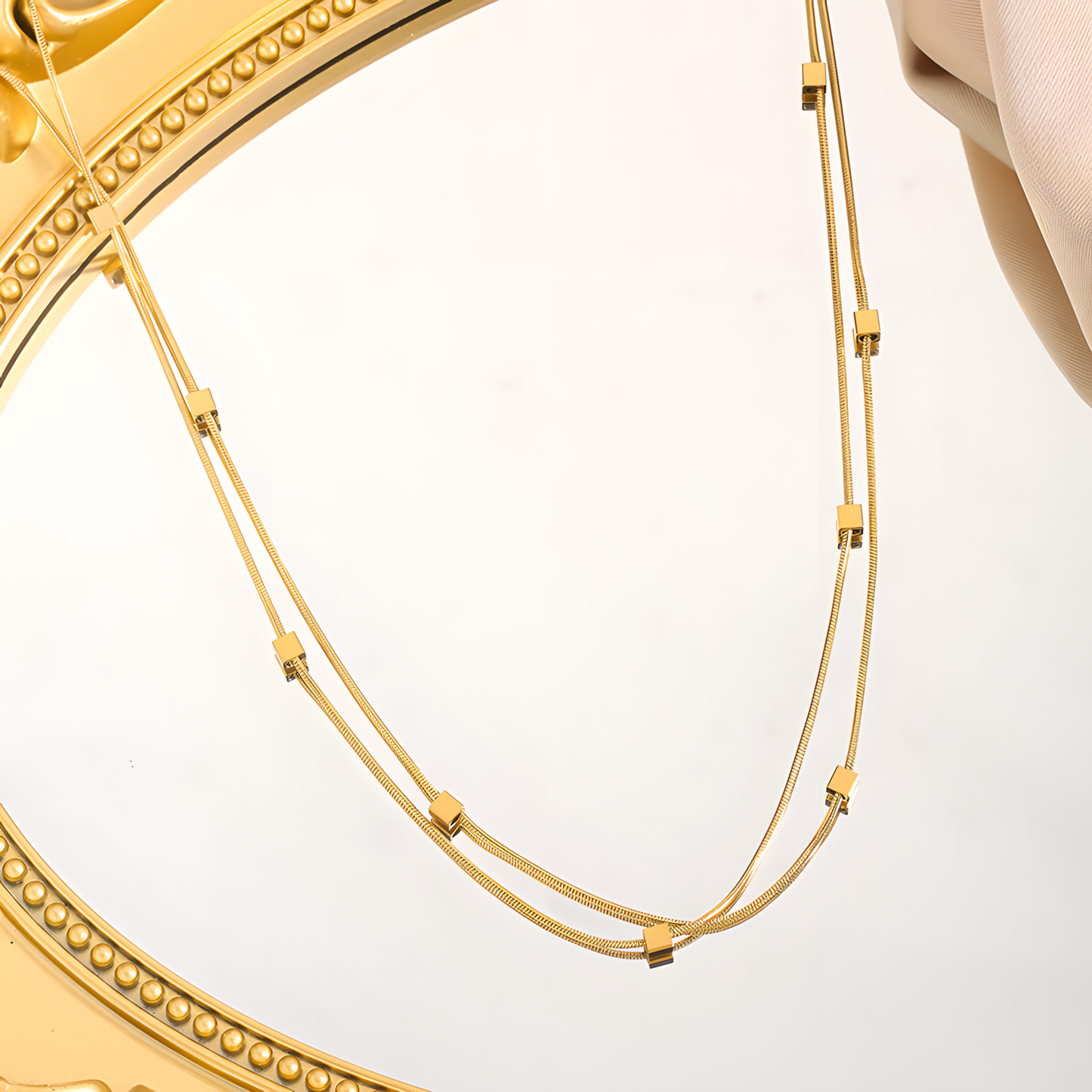 Luxe Square Bead Layered Necklace