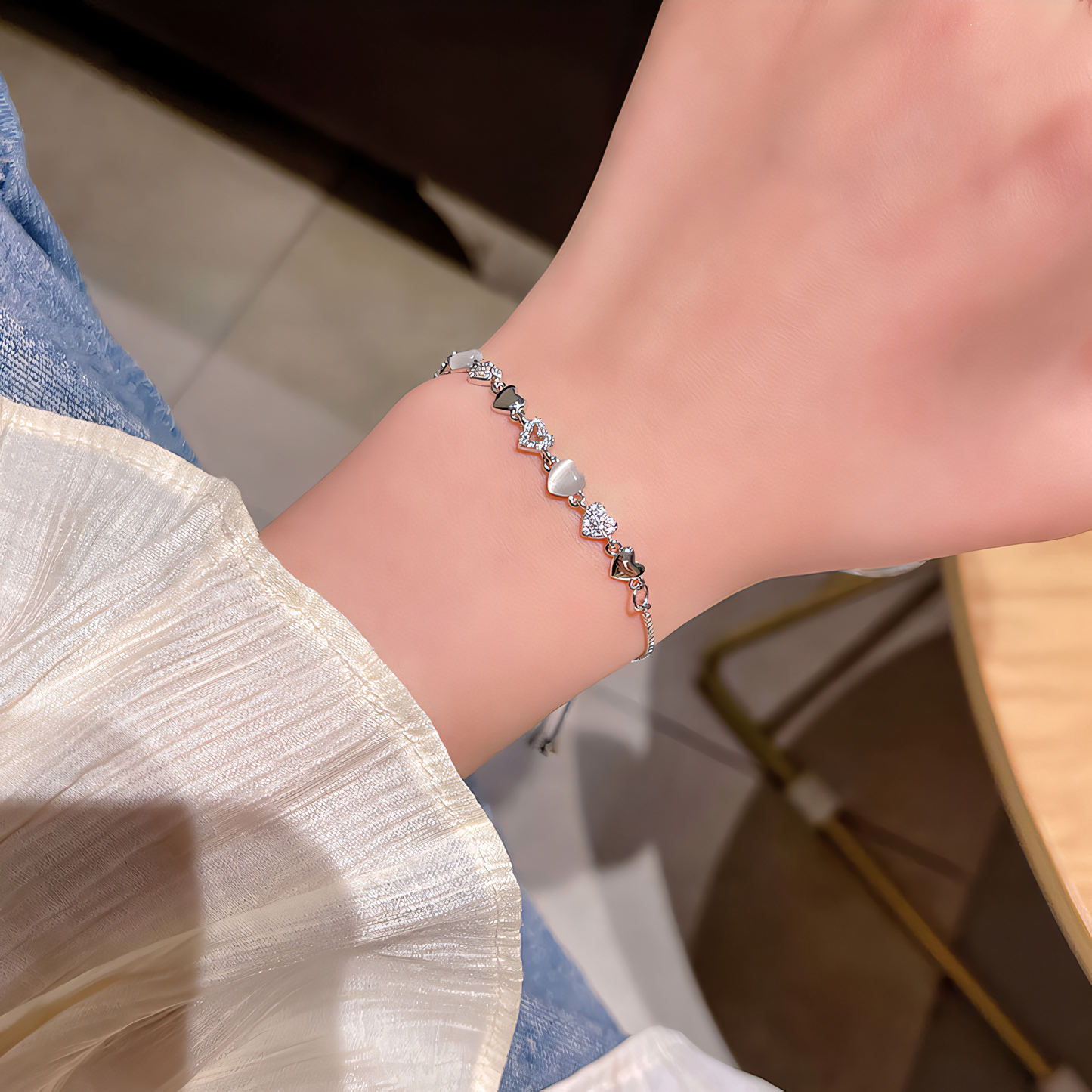 Moon-stone Heart Bracelet