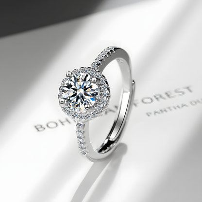 Crystal Halo Solitaire Ring