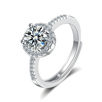 Crystal Halo Solitaire Ring