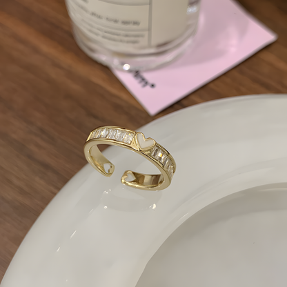 Baguette Stone Heart Ring