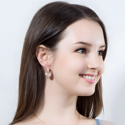 Luxe Crystal Gold Heart Hoops