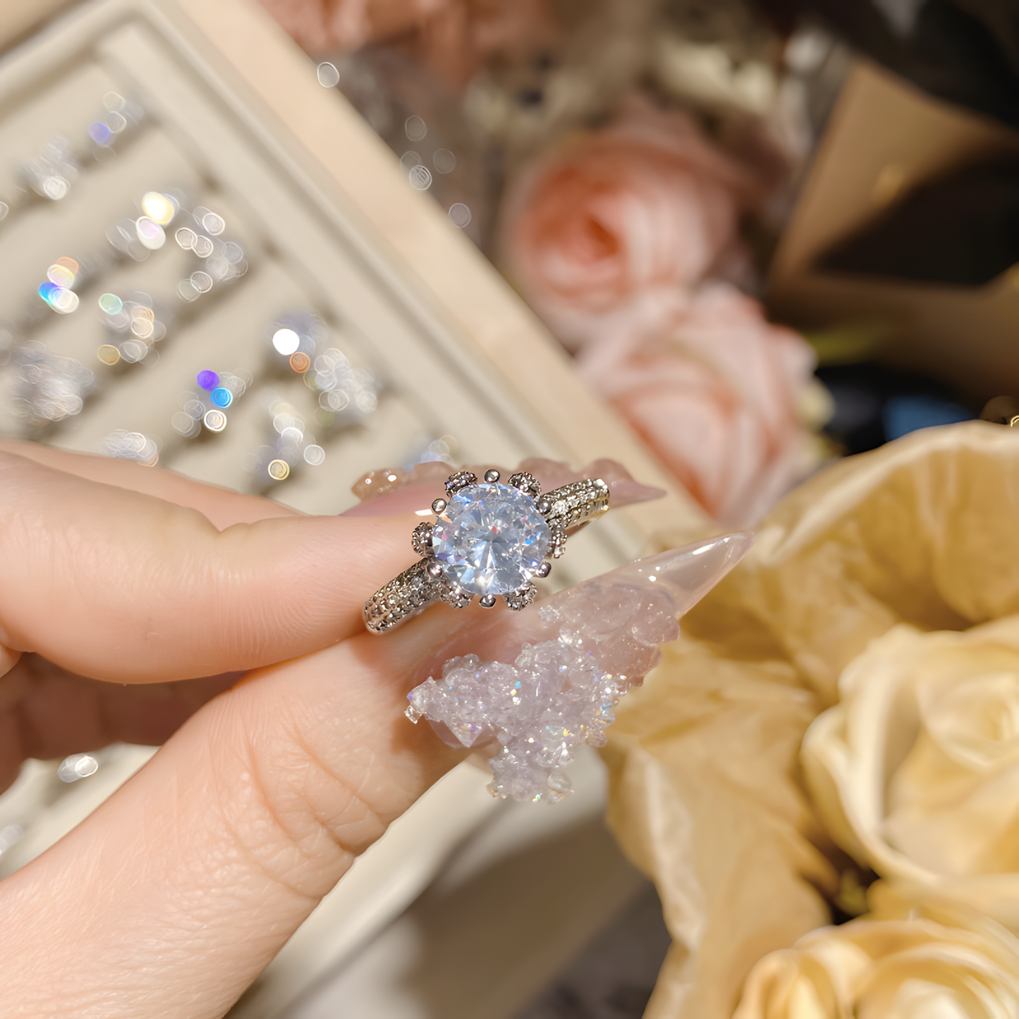 Crowned Solitaire Ring