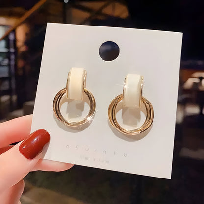 Moon Stone  Rose Hoop Studs