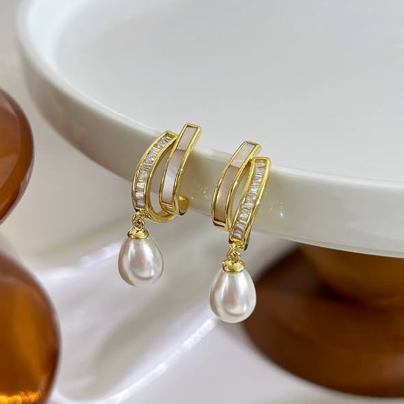 Aura Enamel & Pearl Hoops