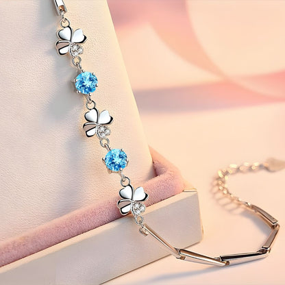 Blue-Stone Clover Bracelet