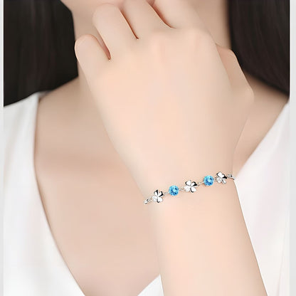Blue-Stone Clover Bracelet