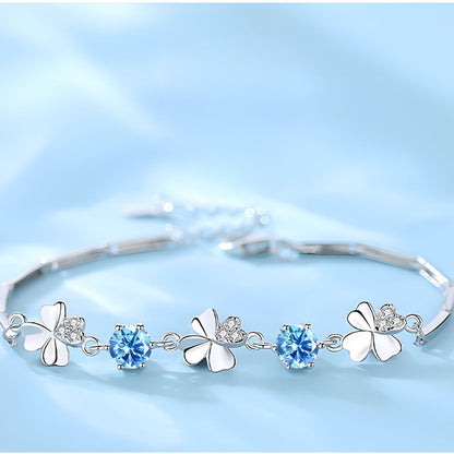 Blue-Stone Clover Bracelet