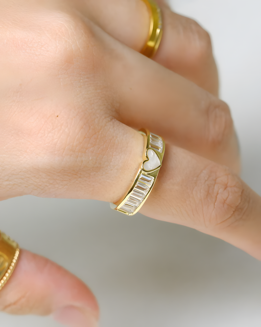 Baguette Stone Heart Ring