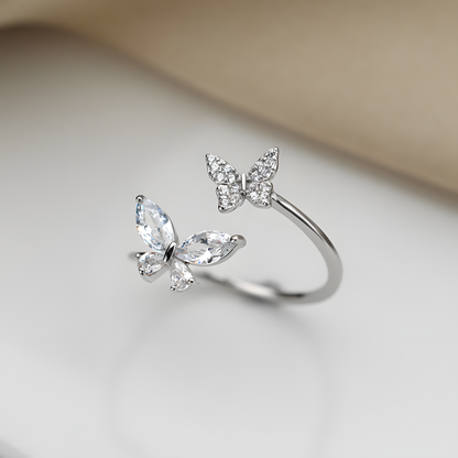 Sparkling Twin Butterfly Ring
