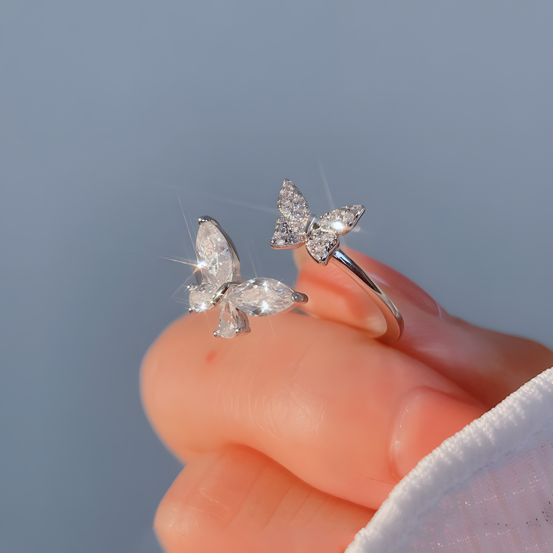 Sparkling Twin Butterfly Ring