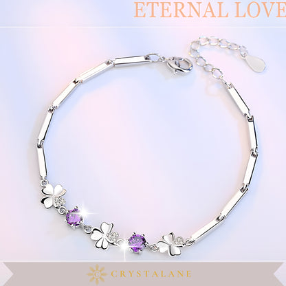 Purple-Stone Clover Bracelet