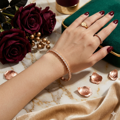 Beehive Geometric Rose Gold Bangle