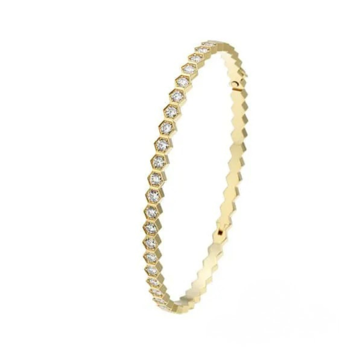Beehive Geometric Gold Bangle