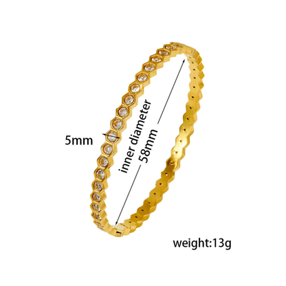 Beehive Geometric Gold Bangle