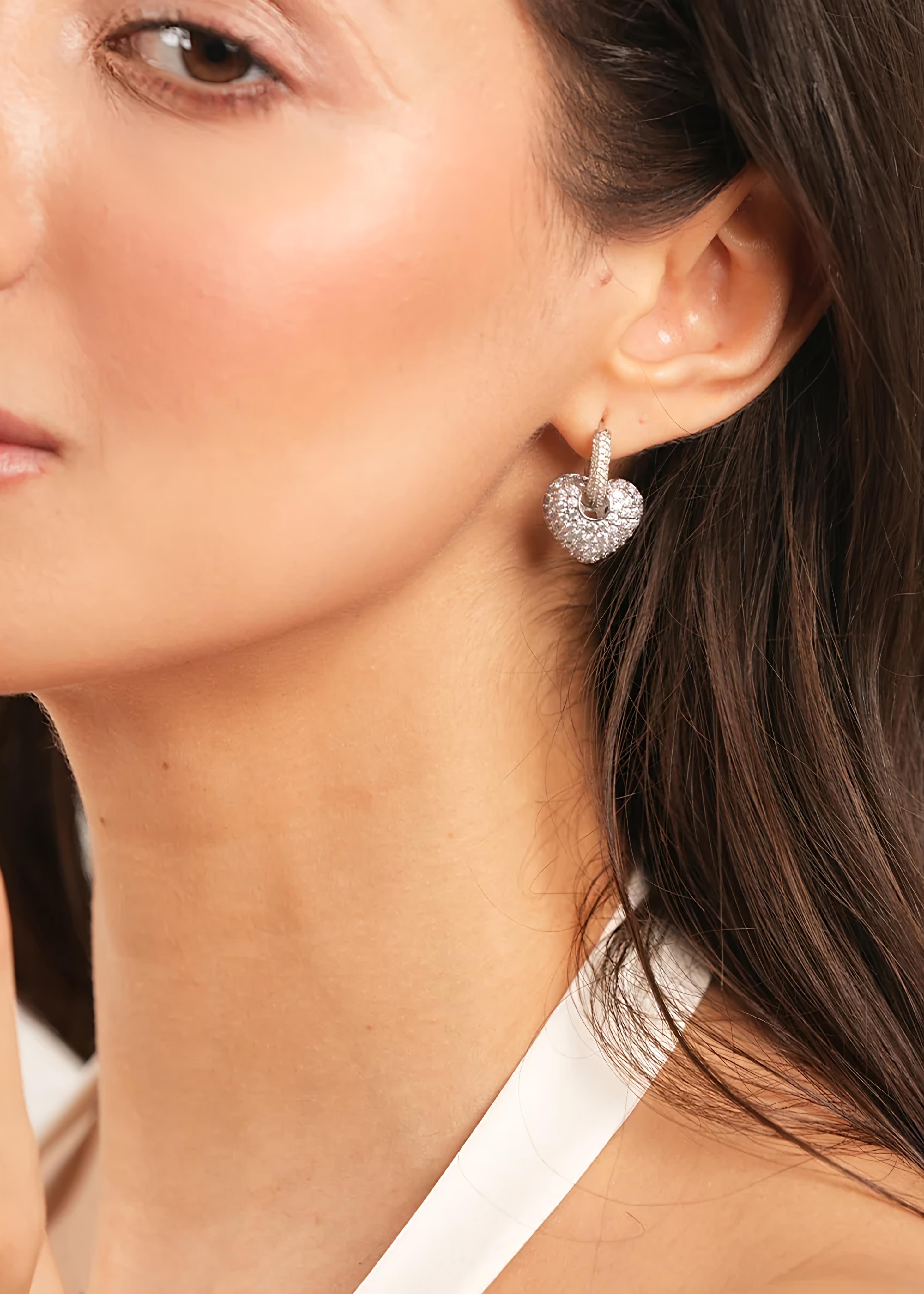 Luxe Crystal Silver Heart Hoops – Crystalane