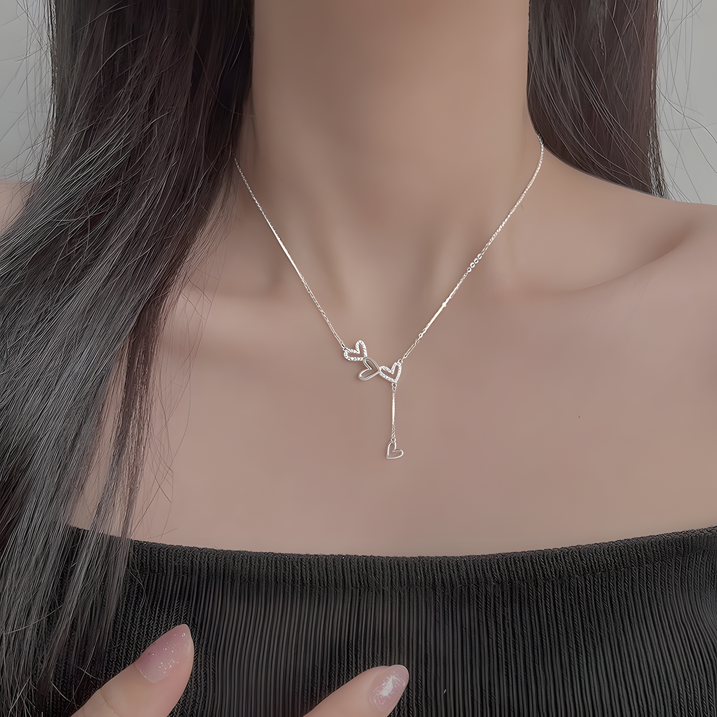 Heartline Silver-Tone Necklace & Bracelet